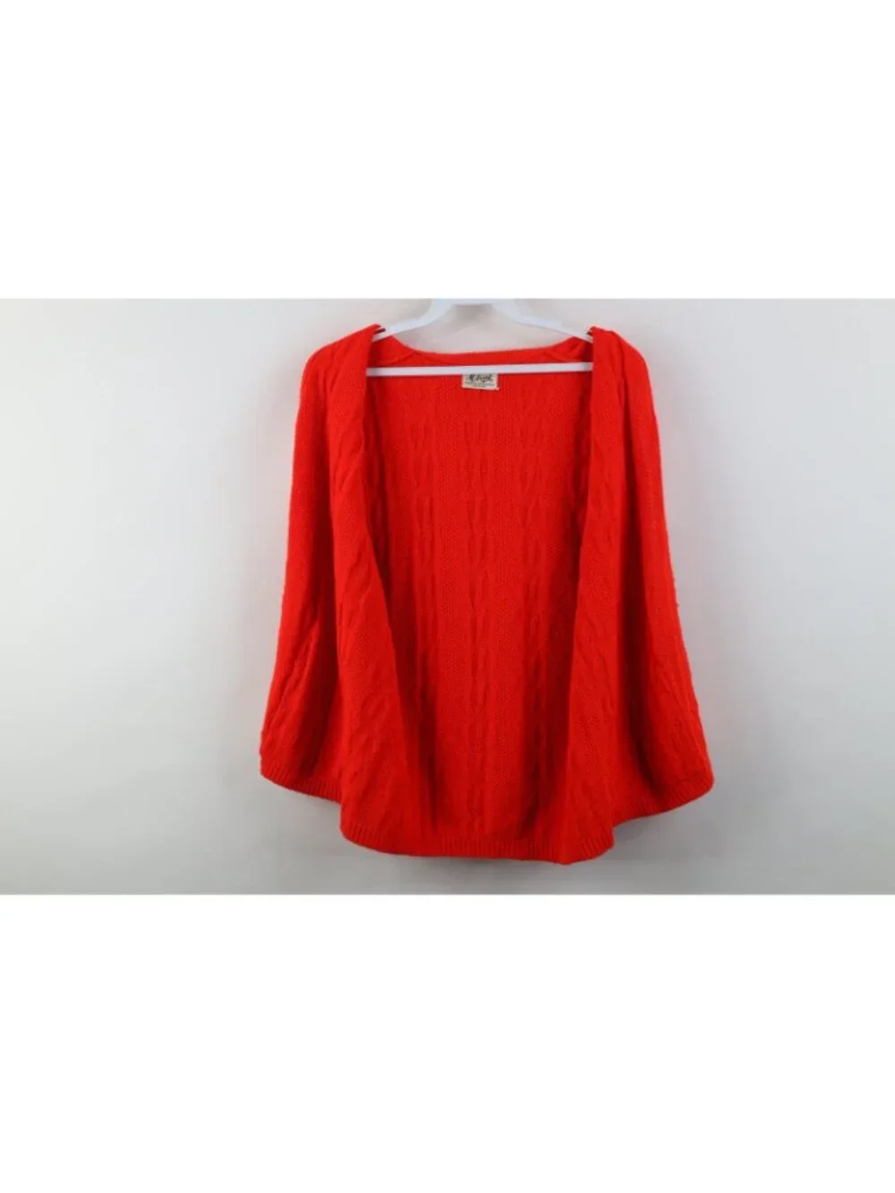 Vintage 70s Streetwear Womens Medium Chunky Knit Open Front Sweater Vest Red USA